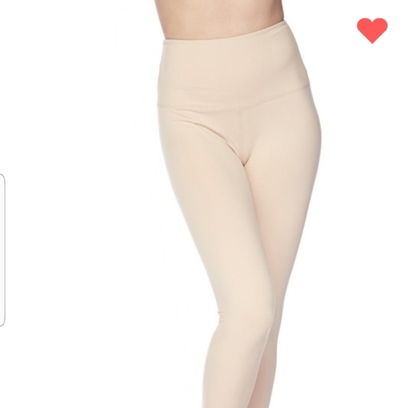 High Waist Leggings OS BEIGE - Picture 2 of 3